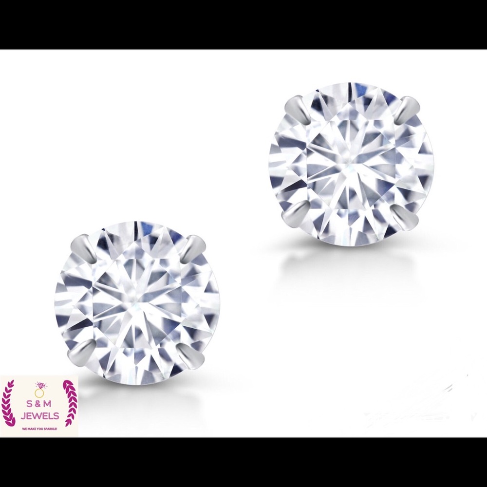 925 sterling silver 3mm round CZ stud earrings